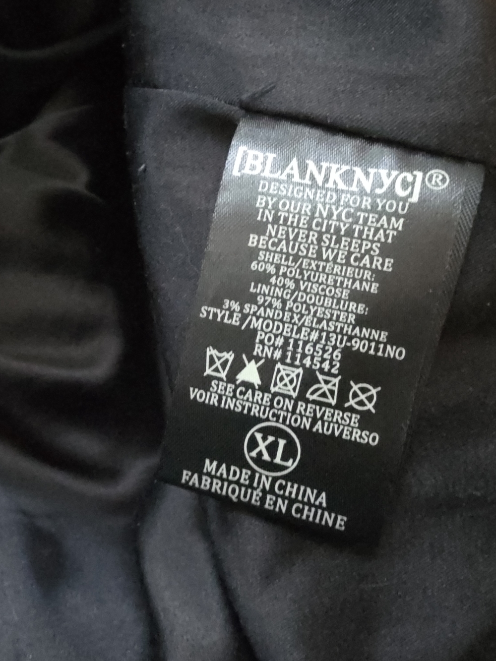 Blank NYC Black Faux Vegan Leather Moto Zip Jacket, L/XL - Picture 14 of 14